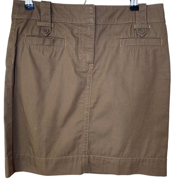 Ann Taylor Loft Skirt Women's Size 0 Brown Chambray Midi Utility Belted Outdoors - Picture 1 of 7